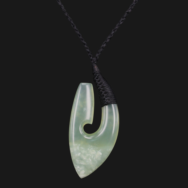  New Zealand Maori/Hawaiian Inspired Nephrite Jade Fish Hook  Necklace : Handmade Products