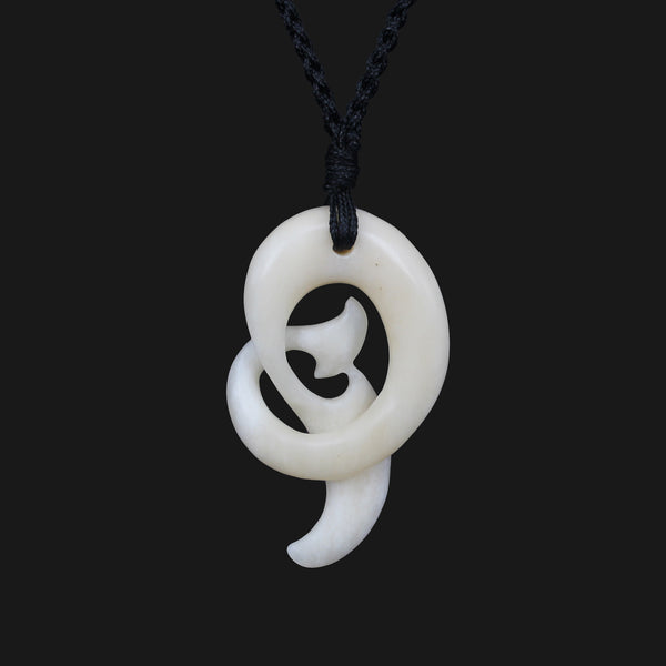 Bone Carving Twist Infinity Pendant Necklace