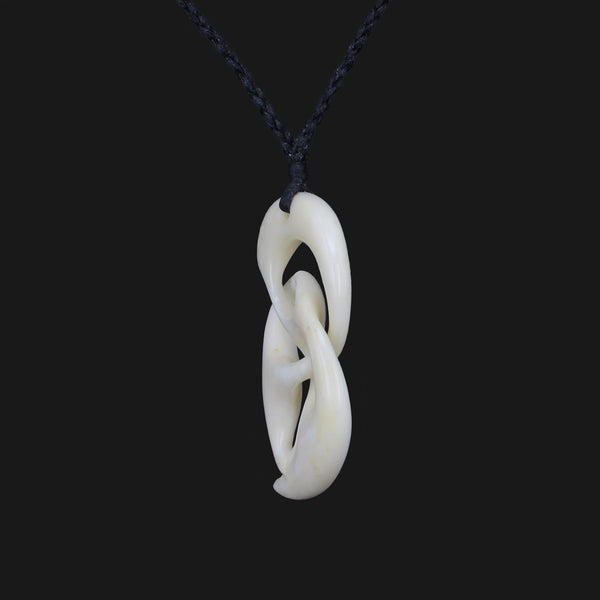 Bone Carving Pikorua Twist Infinity Pendant Necklace