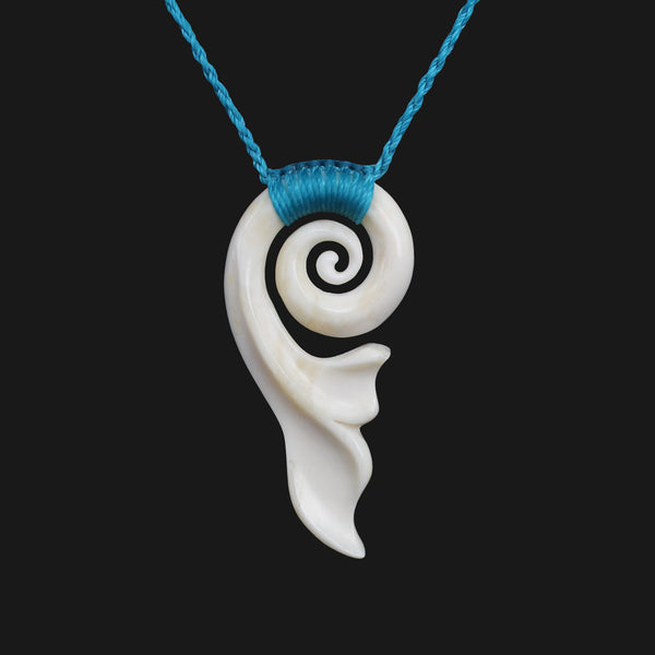 Bone Carving Maori Style Koru Sprial Hook Necklace - XKCHIEF