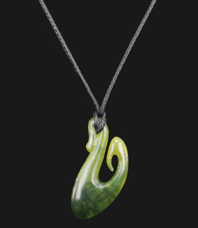 Handcrafted Green Jade Fishhook Necklace for Men - Elegant and
