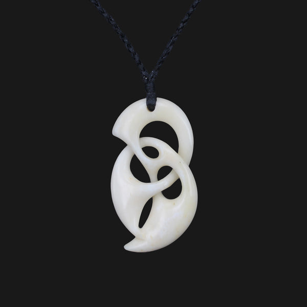 Bone Carving Pikorua Twist Infinity Pendant Necklace