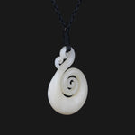 NZ Maori Style Koru Spiral with Manaia Bone Carving Necklace - Symbol of  Hope and New Beginnings