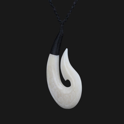 Moana Inspired Hand Carved Bone Fish Hook Necklace for Men